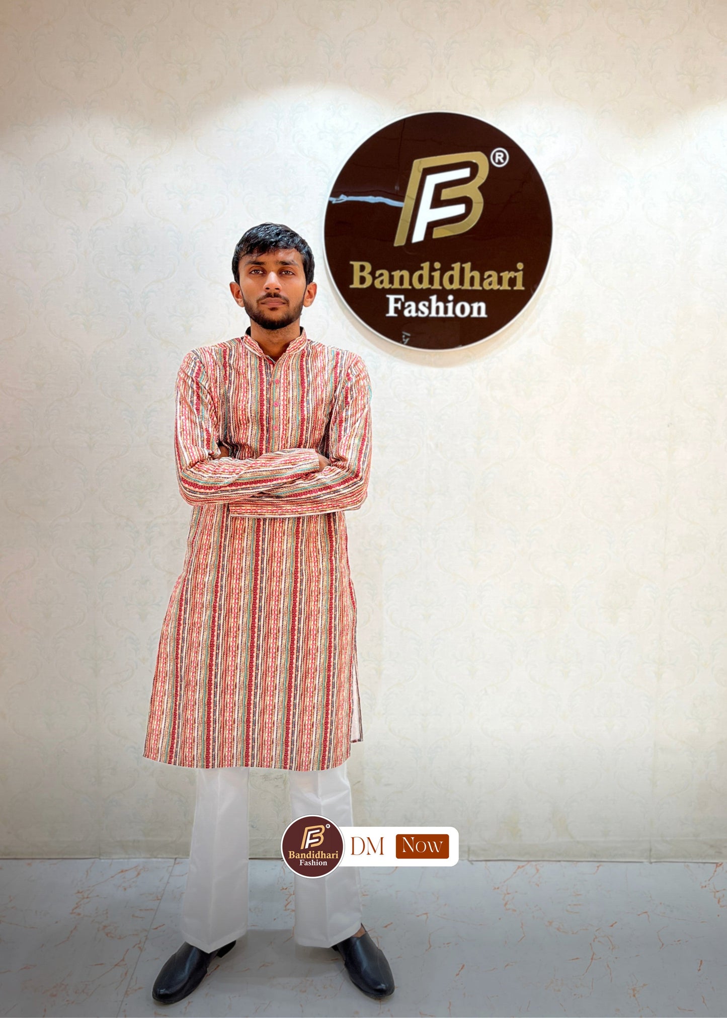 Men's Multicolor Printed and Lakhnavi Work Kurta in Rayon Cotton