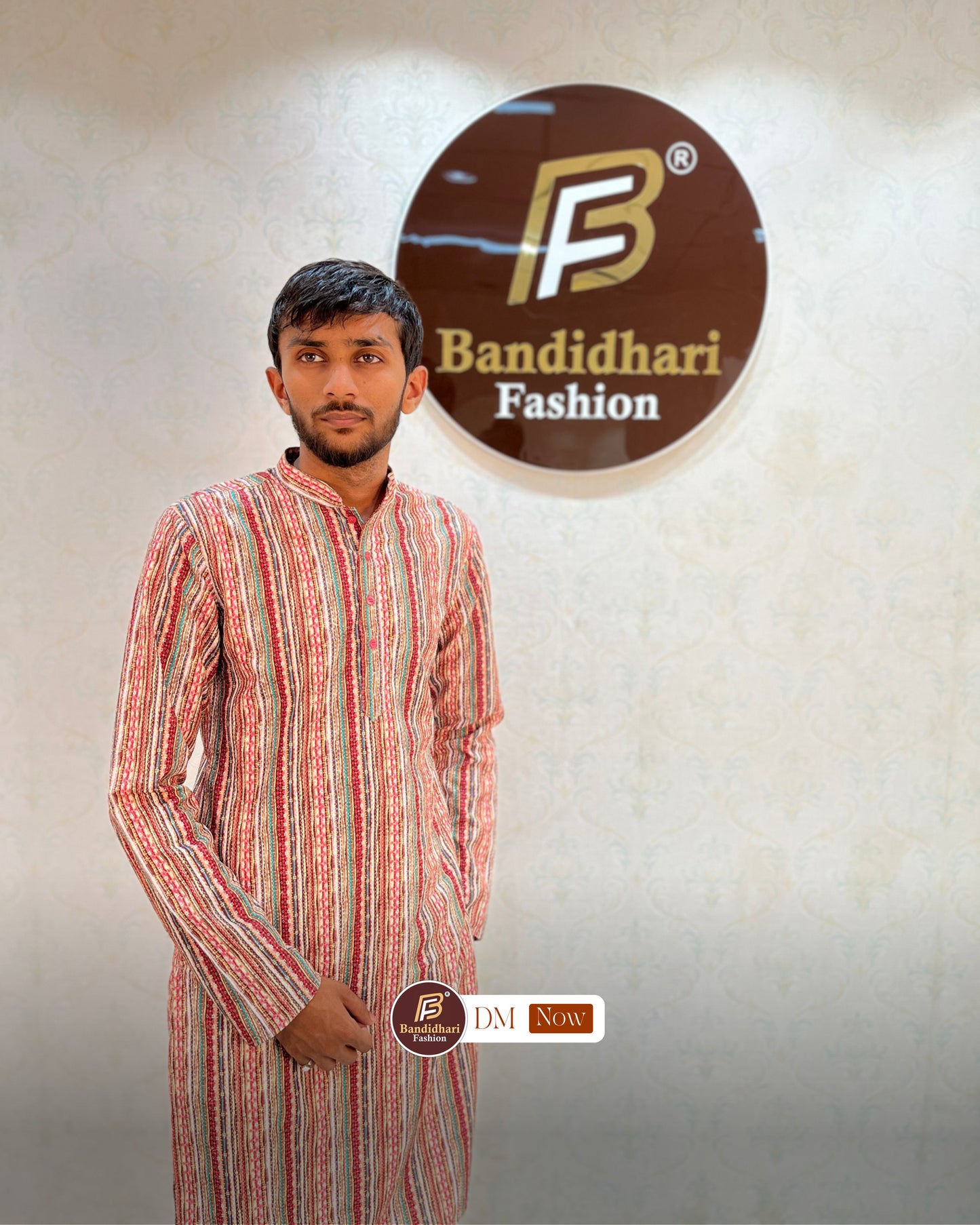 Men's Multicolor Printed and Lakhnavi Work Kurta in Rayon Cotton