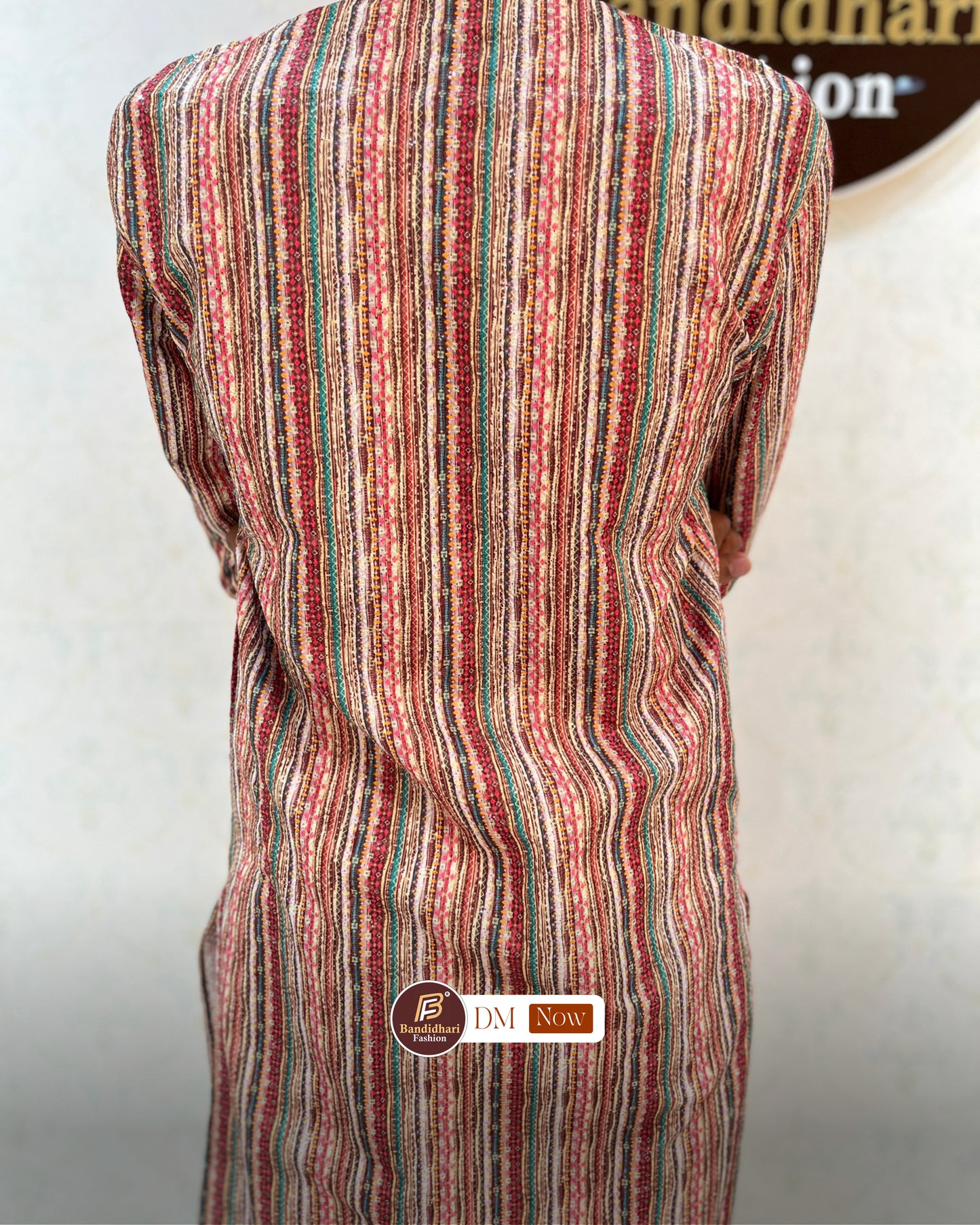 Men's Multicolor Printed and Lakhnavi Work Kurta in Rayon Cotton