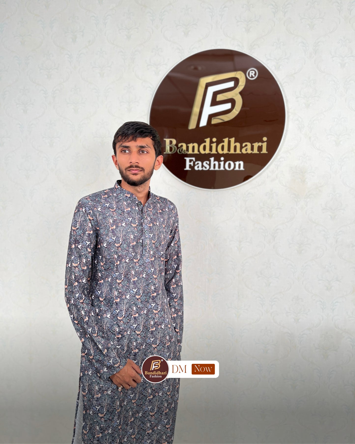Men's Multicolor Printed and Lakhnavi Work Kurta in Rayon Cotton