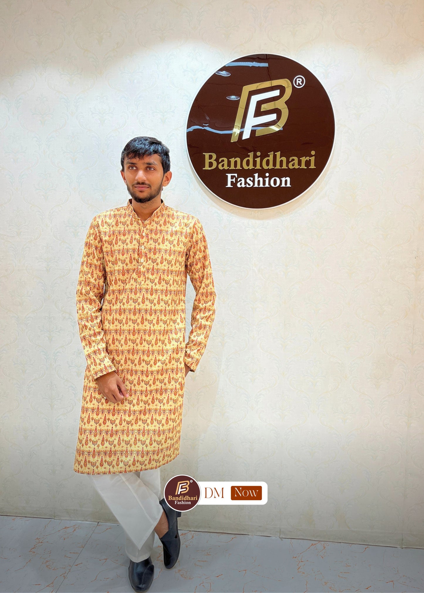 Men's Multicolor Printed and Lakhnavi Work Kurta in Rayon Cotton
