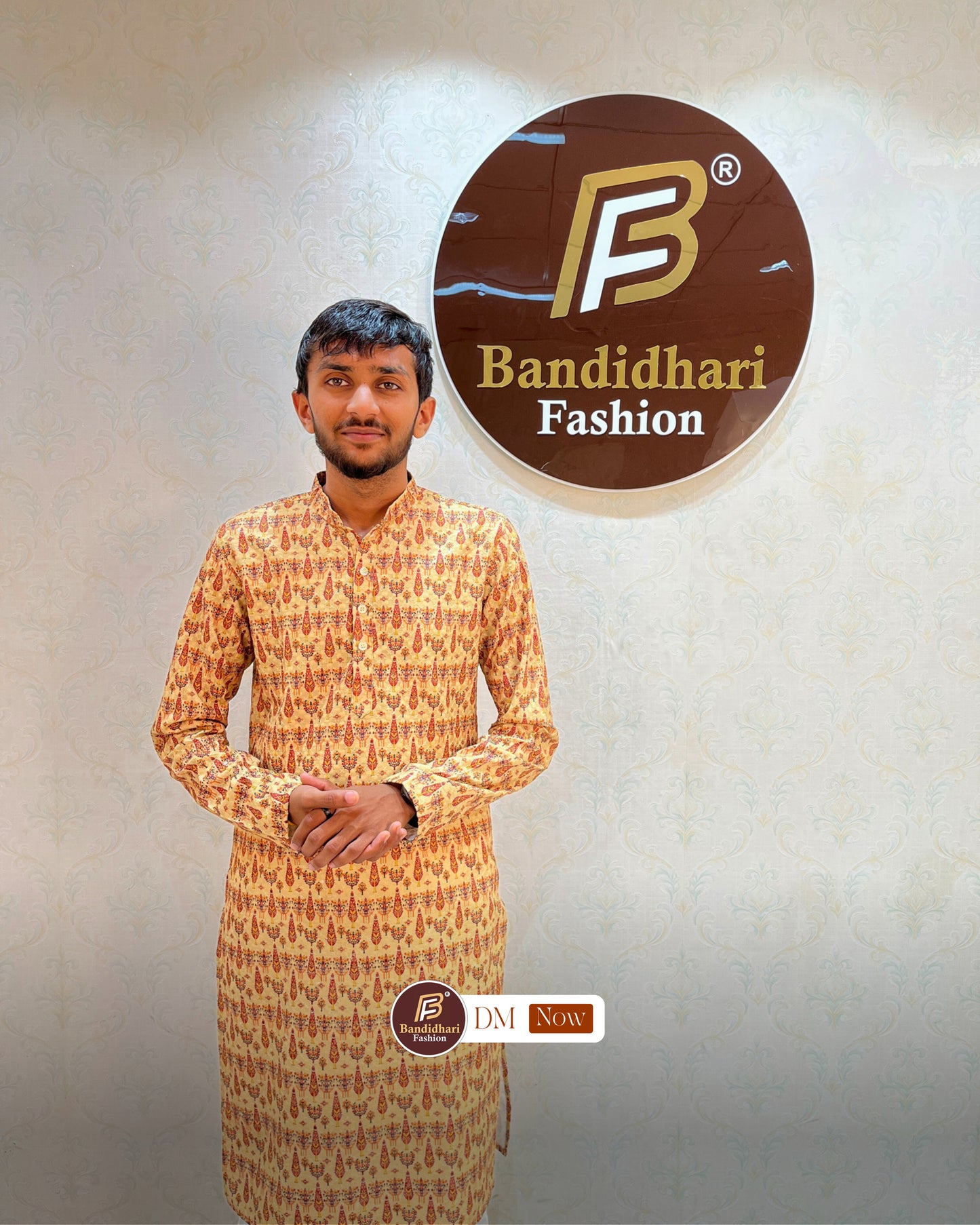 Men's Multicolor Printed and Lakhnavi Work Kurta in Rayon Cotton