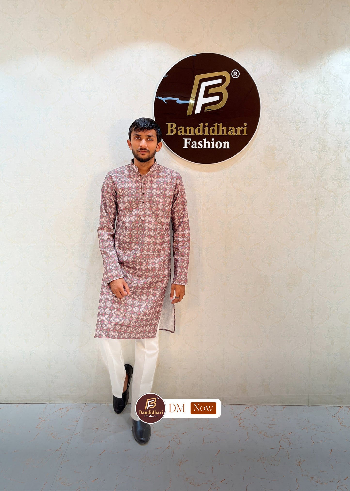 Men's Multicolor Printed and Lakhnavi Work Kurta in Rayon Cotton