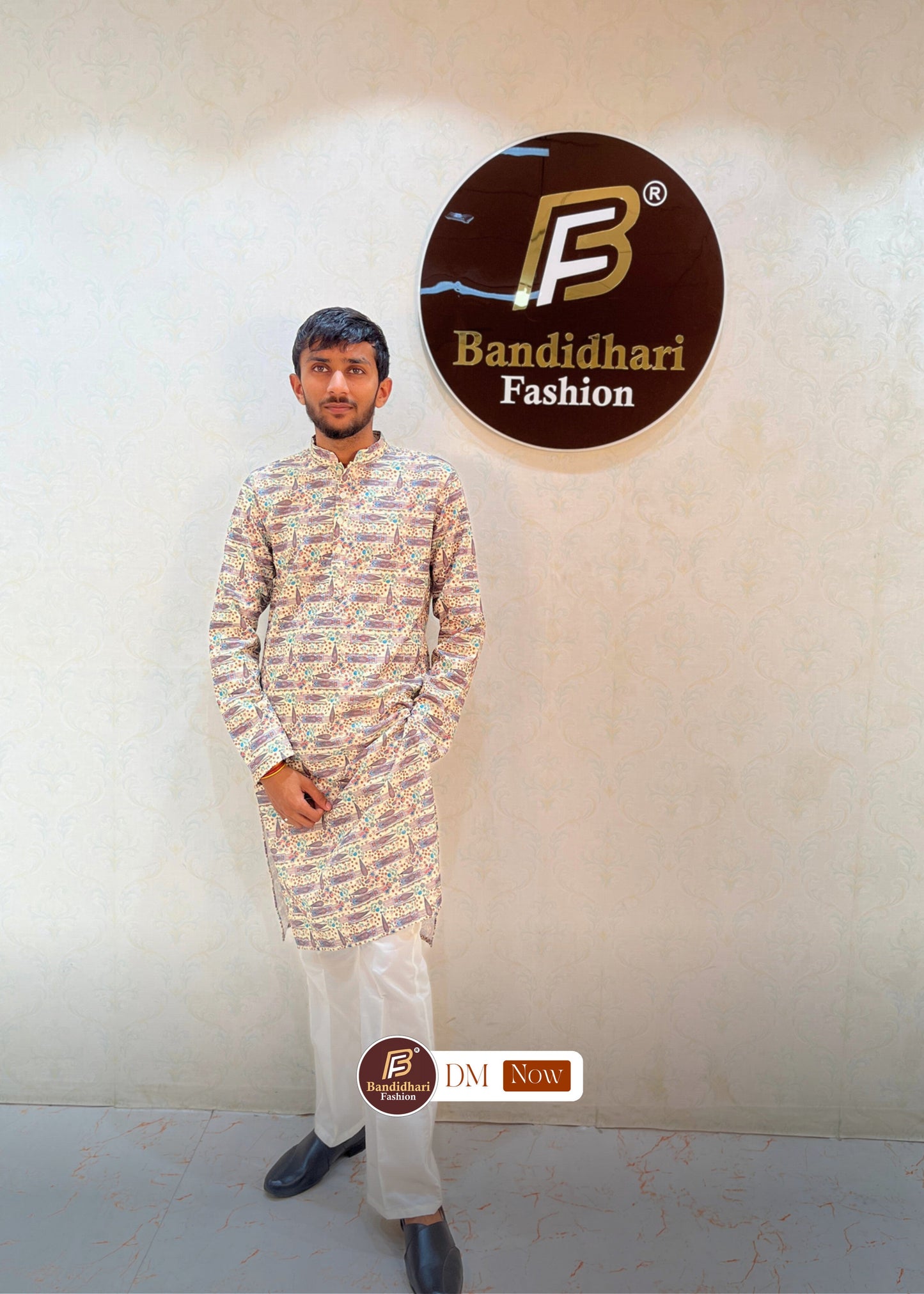 Men's Multicolor Printed and Lakhnavi Work Kurta in Rayon Cotton