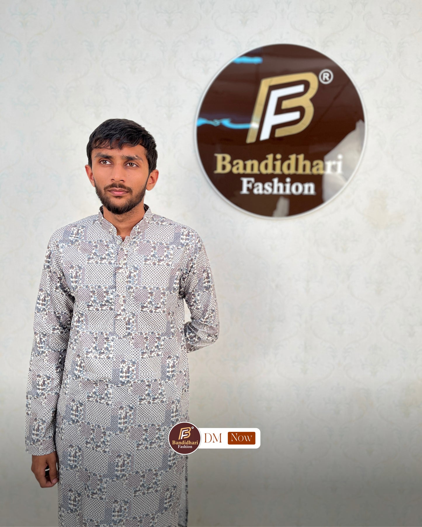 Men's Multicolor Printed and Lakhnavi Work Kurta in Rayon Cotton