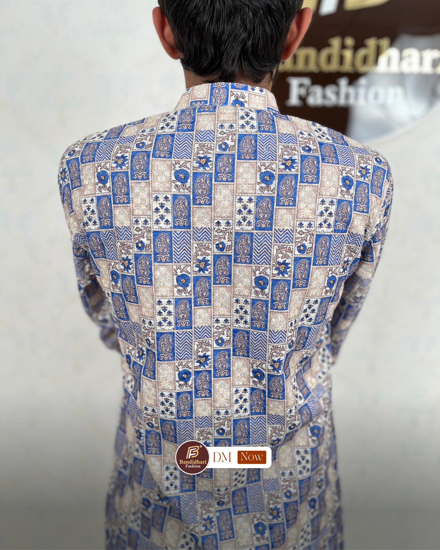 Men's Multicolor Printed and Lakhnavi Work Kurta in Rayon Cotton