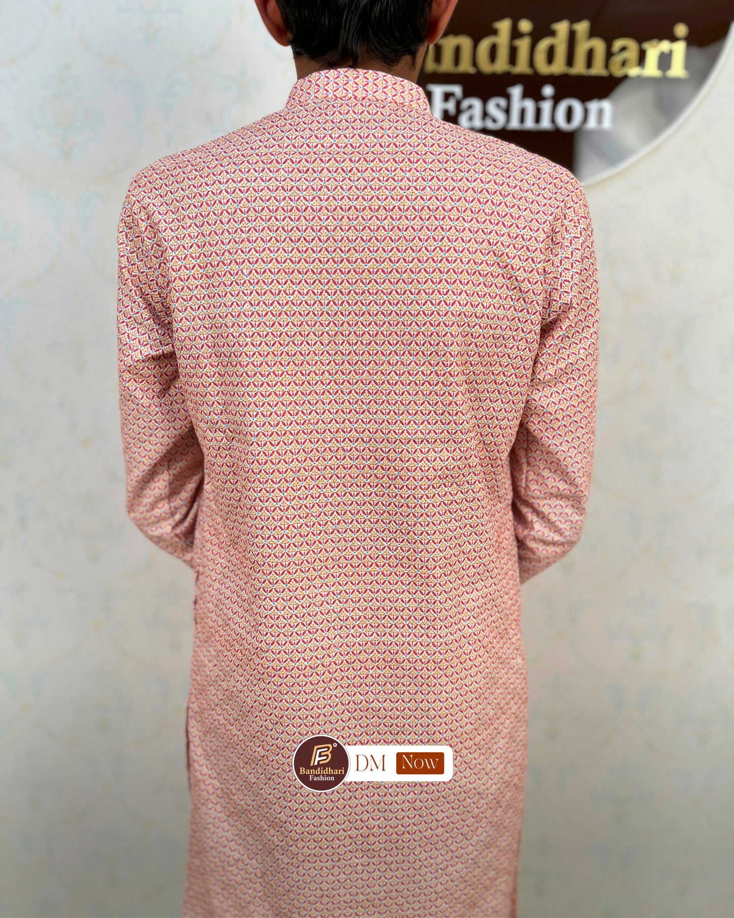 Men's Multicolor Printed and Lakhnavi Work Kurta in Rayon Cotton