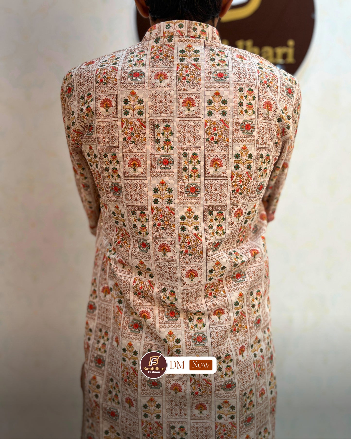 Men's Multicolor Printed and Lakhnavi Work Kurta in Rayon Cotton