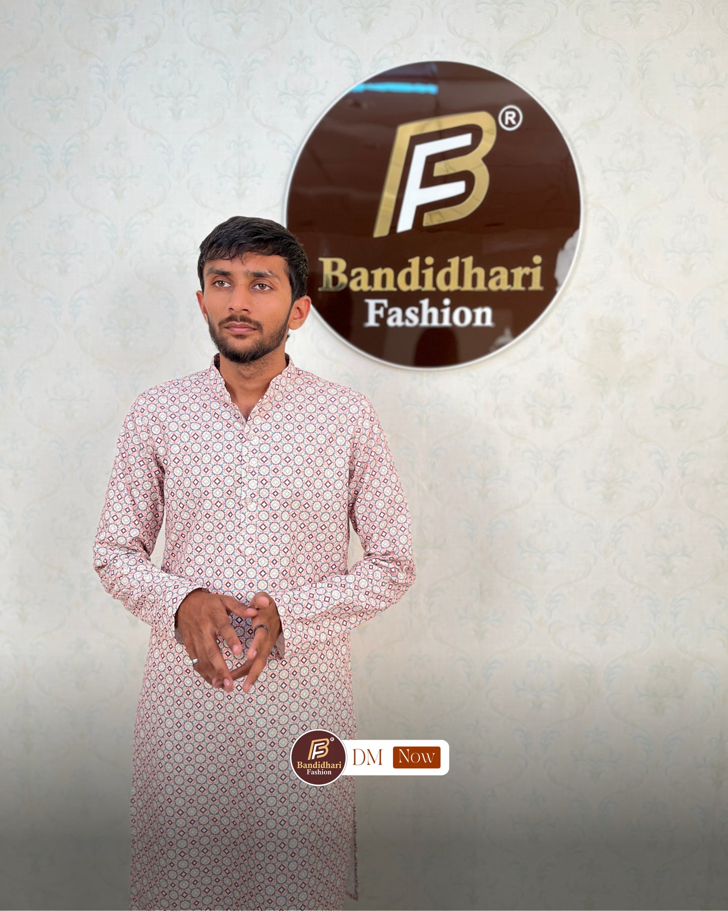 Men's Multicolor Printed and Lakhnavi Work Kurta in Rayon Cotton
