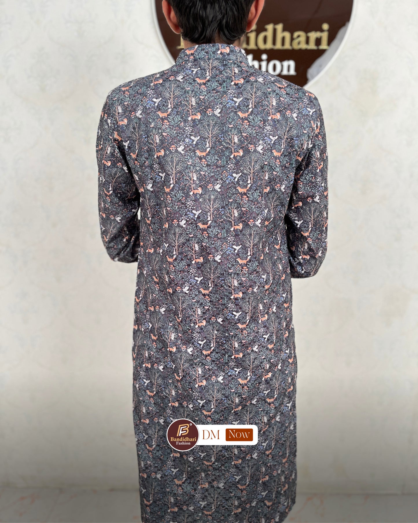 Men's Multicolor Printed and Lakhnavi Work Kurta in Rayon Cotton