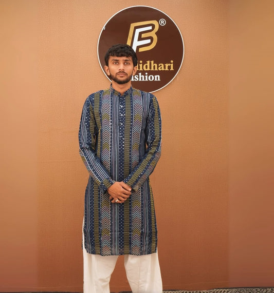 Midnight  Embellished Mirror Work Georgette Kurta