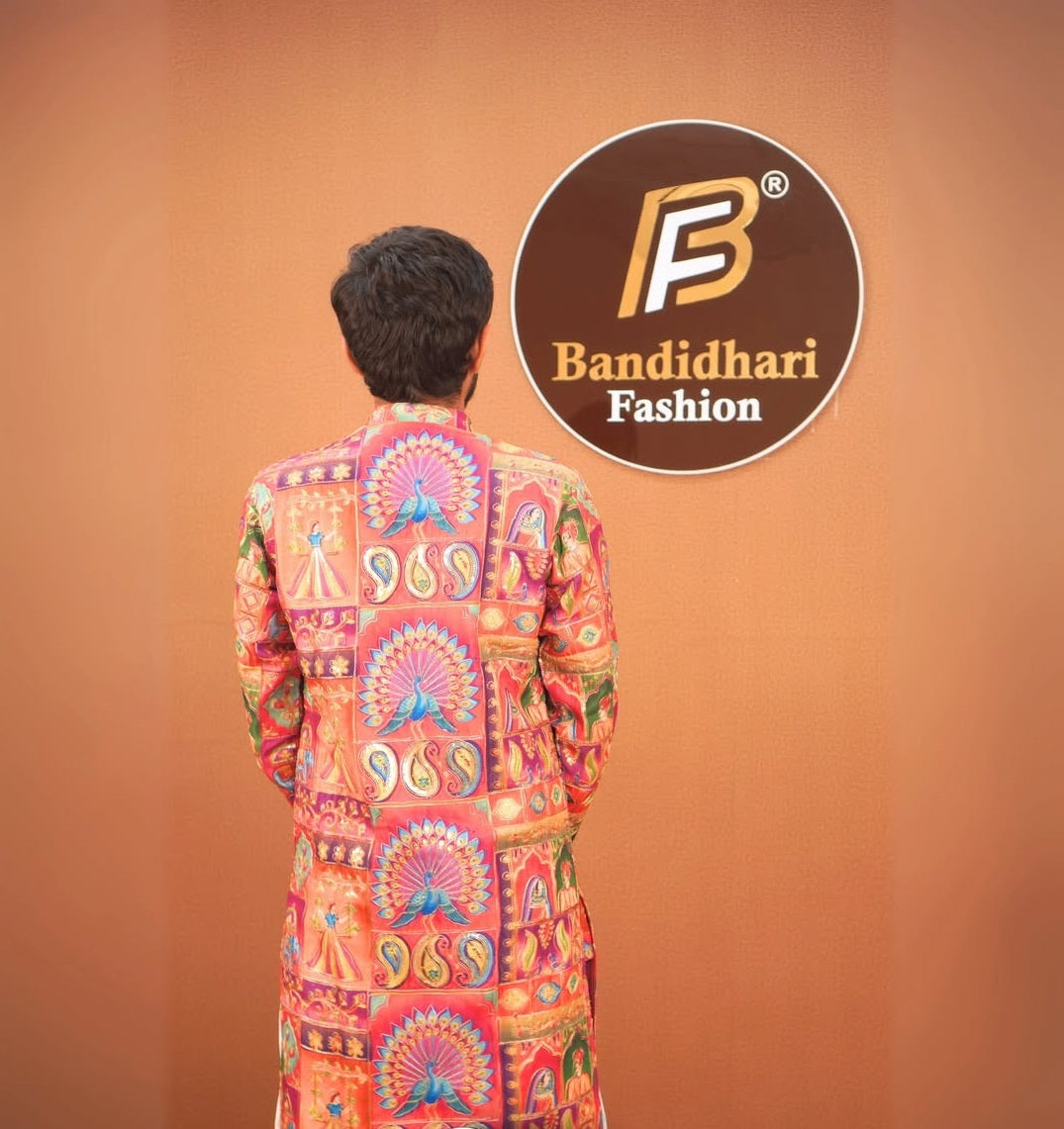Men Multicolor Ethnic Motif Print Mandarin Collar Straight Kurta