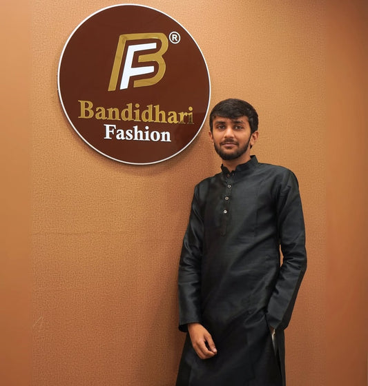 Bandidhari Fashion Men’s Classic Black Cotton Kurta