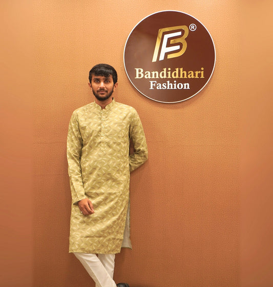 Bandidhari Fashion Present Men’s Olive Green Printed Kurta