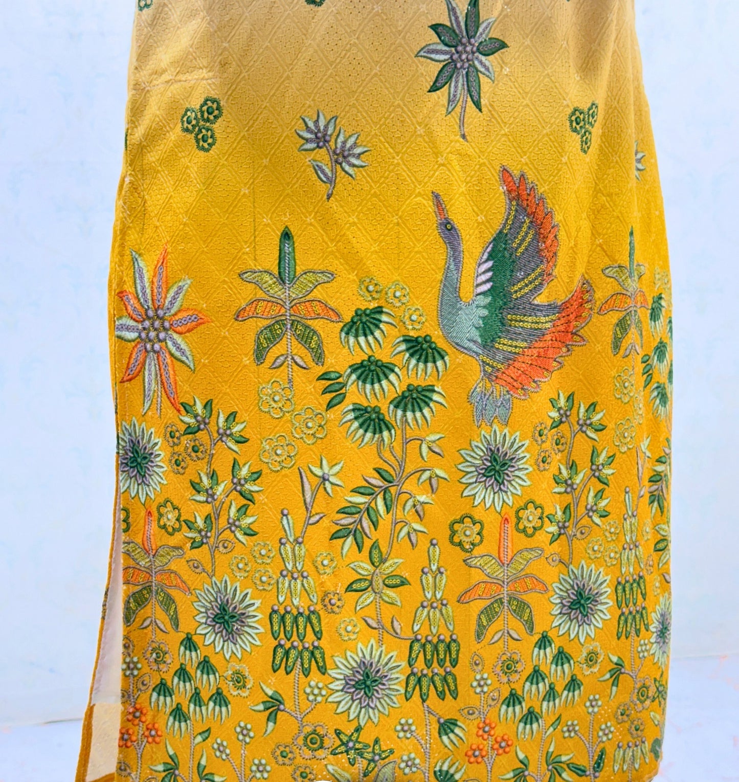 Men’s Cream & Mustard Yellow Floral Printed Kurta