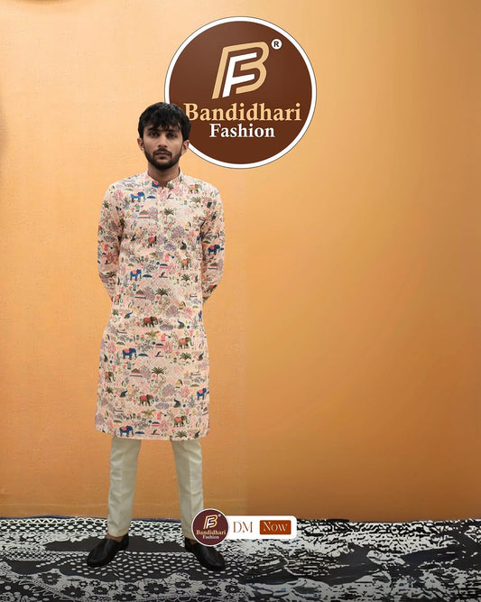 Bandidhari Fashion Present Men Ethnic Motifs Printed Indie Prints Kurta