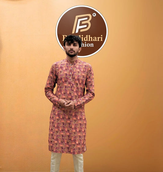 Bandidhari Fashion Men Maroon  Printed Ethnic Kurta