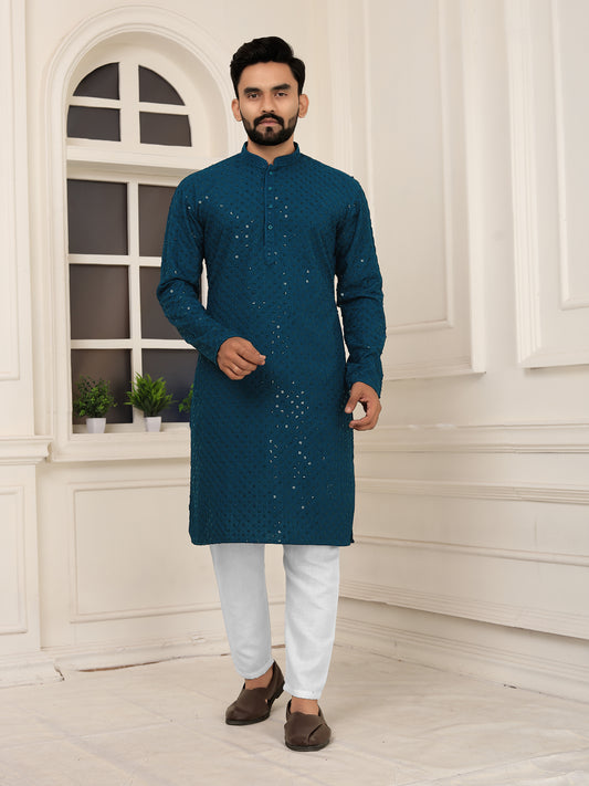 Men's Rama - Heavy Embroidered Lakhnavi Kurta (Reyon)