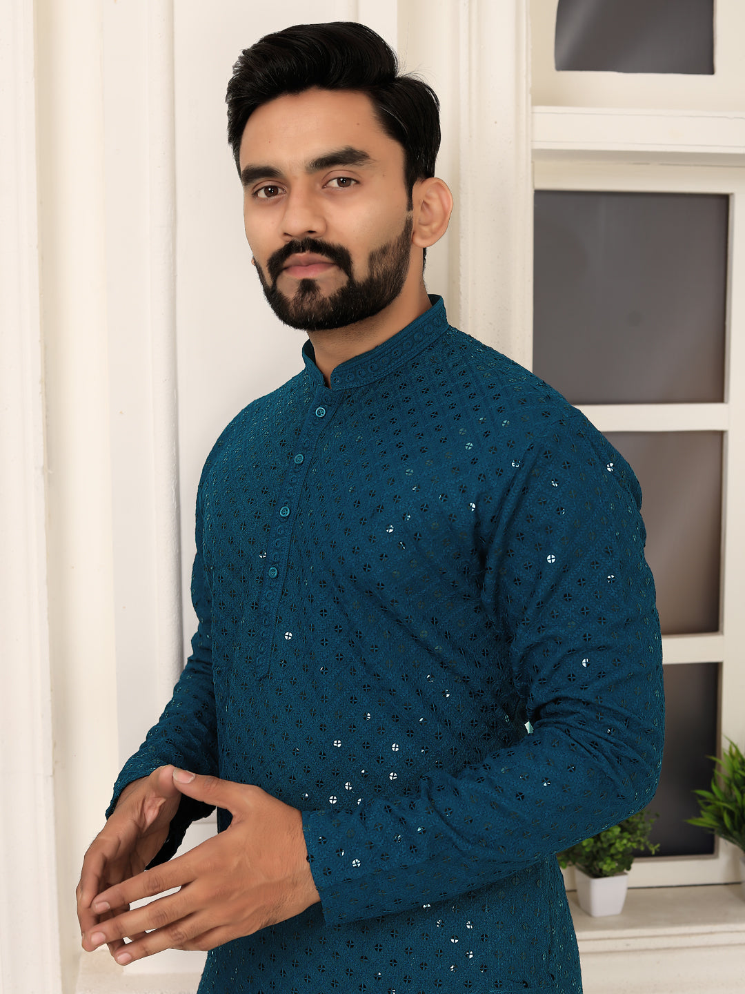 Men's Rama - Heavy Embroidered Lakhnavi Kurta (Reyon)