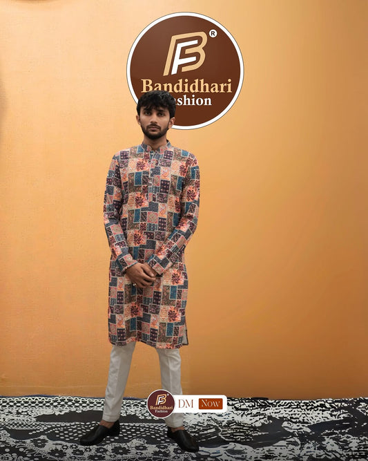 Bandidhari Fashion Men Ethnic Motifs Printed Indie Prints Kurta